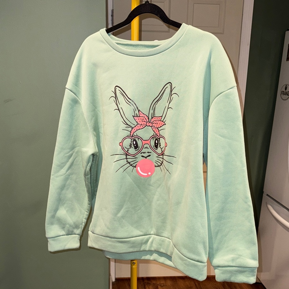 Like New XL Mint Green Bunny Sweatshirt